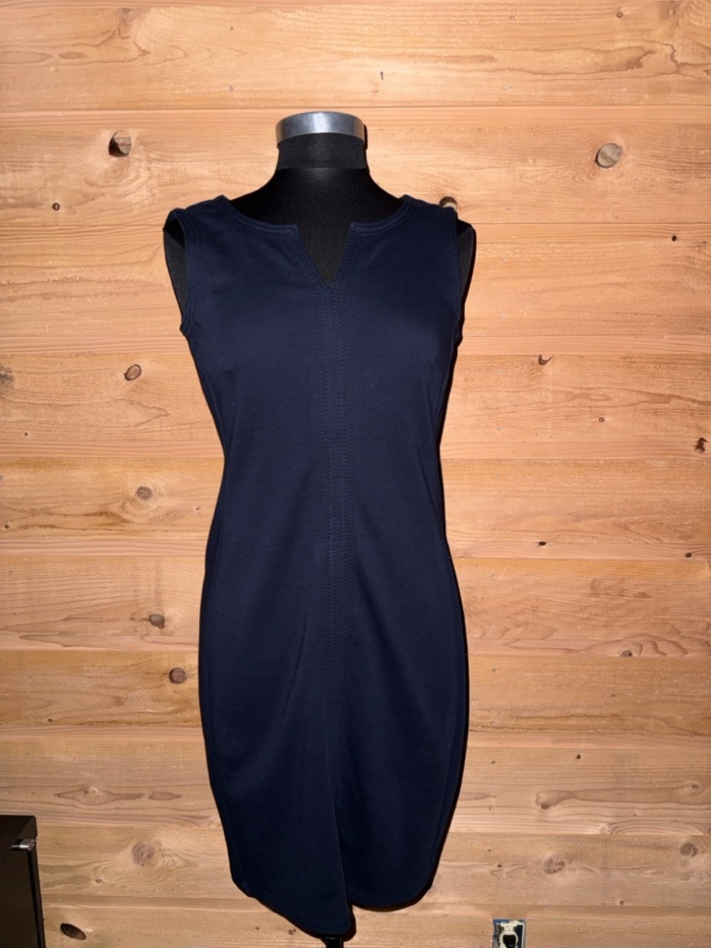 Talbots Navy Sleeveless Sheath Dress with Subtle Stitching Petite PP 0/2